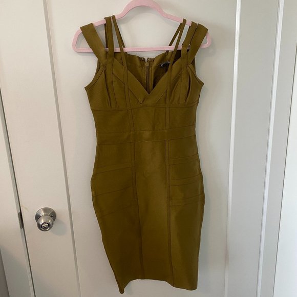 Olive Green Body Con Dress - Picture 1 of 5